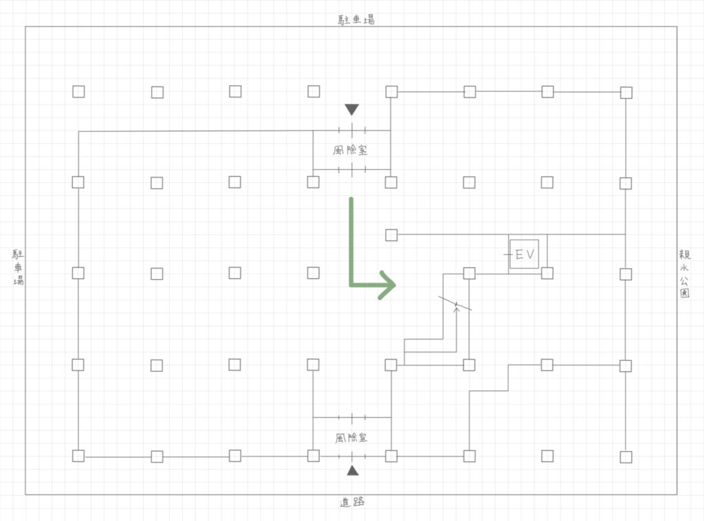 【一級建築士／製図試験】コアと廊下の位置の決め方！廊下をまっすぐにすると合格率が上がる